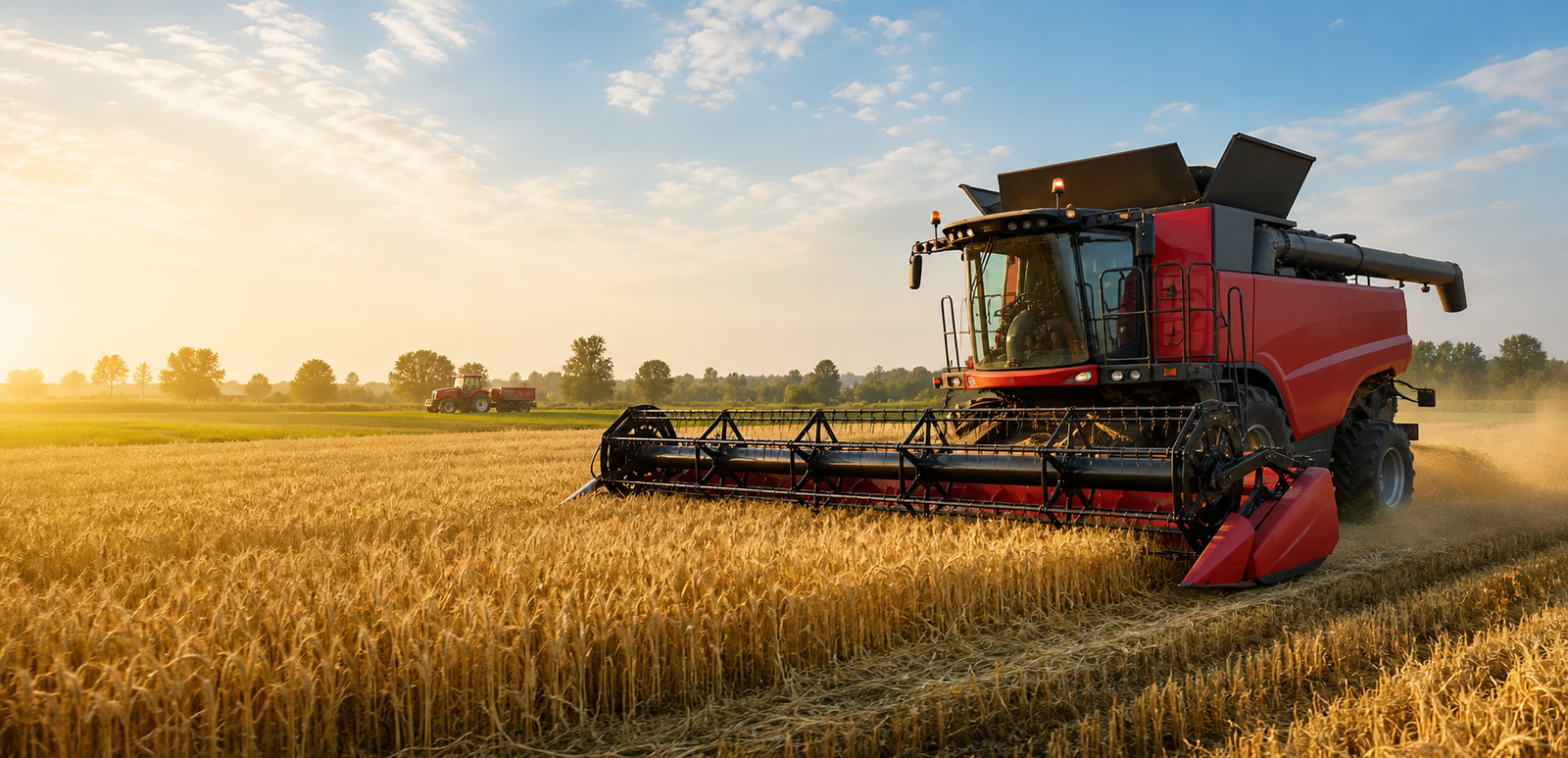 Agricultural machinery working in a field